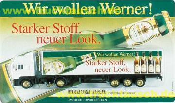 Werner Starker Stoff, neuer Look, mit schräger und 4 geraden Flaschen