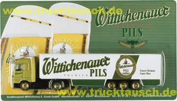 Wittichenauer Premium Pils, mit Logo auf grünem Streifen
