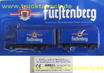 Fürstenberg (Donaueschingen) mit Logo, Blisterrückseite mit Aufkleber Grell/MAN, Blister und Au
