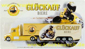 Glückauf Biere (Gersdorf) am Sachsenring dabei (2001), mit Motorrad und Logo