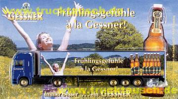 Gessner (Sonneberg) Frühlingsgefühle, mit Frau auf Blumenwiese und 7 Bügelflaschen