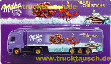 Milka 150 002, Merry Christmas (mehrfach nachaufgelegt), mit Weihnachtsmann auf Rentierschlitte