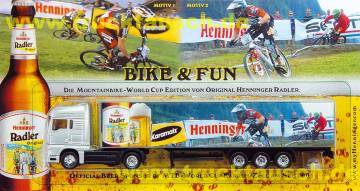 Henninger Mountainbike-World Cup 2/2, mit 2 Radfahrern, Glas und Flasche