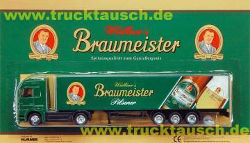 Wüllners Braumeister Pilsener, mit Logo, schräger Flasche und Glas