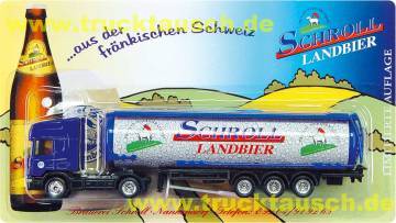 Schroll (Nankendorf) Landbier, mit 2 Logos vor Wassertropfen, Blister mit Flasche