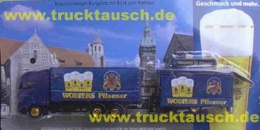 Wolters (Braunschweig) mit 4 Gläsern und Logo, Braunschweiger Rathaus auf Blister