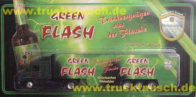 Grünbacher Weissbier Green Flash, mit Logos und Blitzen