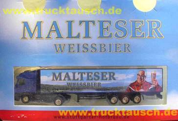 Stuttgarter Hofbräu Malteser Weissbier, mit Mönch (rechts) vor Landschaft, großer Blister