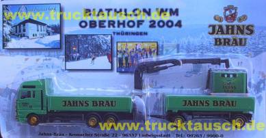 Jahns Bräu (Ludwigsstadt) Biathlon WM Oberhof 2004, mit Ladekran Richtung Hänger