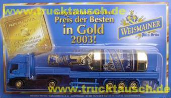 Weismainer Püls-Bräu Preis der Besten 2003, mit liegender goldener Premium-Flasche
