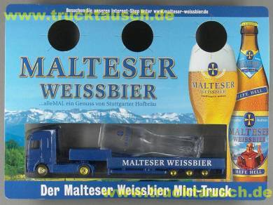 Stuttgarter Hofbräu Malteser Weissbier, mit liegendem Glas, großer Blister
