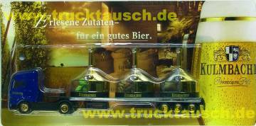 Kulmbacher mit 3 gefüllten Sudkesseln (Hopfen, Malz, Wasser)