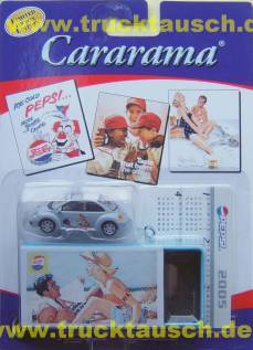 Pepsi - Cararama Kalender 2005 18/24, VW New Beetle S 2002, Bj. 2002 (1/72) mit Blechdose