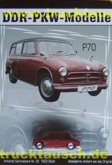 DDR PKW Modelle Nr.25, AWZ P70 Limousine, 1/64- Aufl. 1.600
