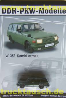 DDR PKW Modelle Nr.32, Armee IFA Wartburg 353 Kombi, 1/64- Aufl. 1.600