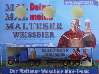 Stuttgarter Hofbräu Malteser Weissbier, großer Blister, mit Mönch, Glas und Flasche vor Landsch